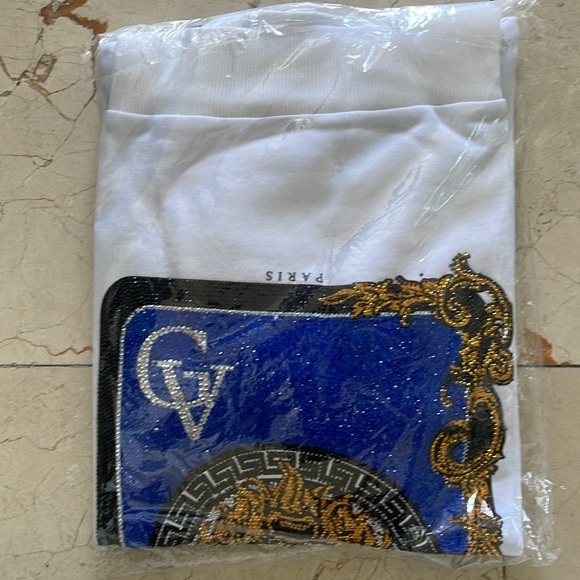 Avenue George V Paris White Hoodie Lion Rhinestone Men's Sweatshirt XL 2XL - Picture 7 of 7